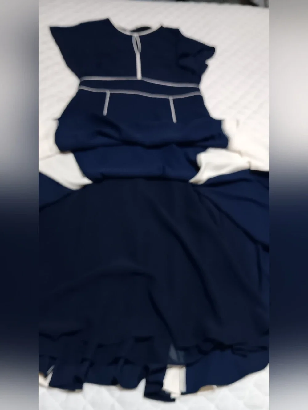 HOBBS Viola Navy And Ivory Dress Size 6 - Picture 13 of 15